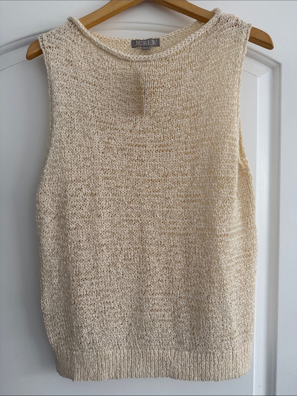 J.Crew Open-Knit Sweater Vest, Antique White, Size L NWT — Style CT958